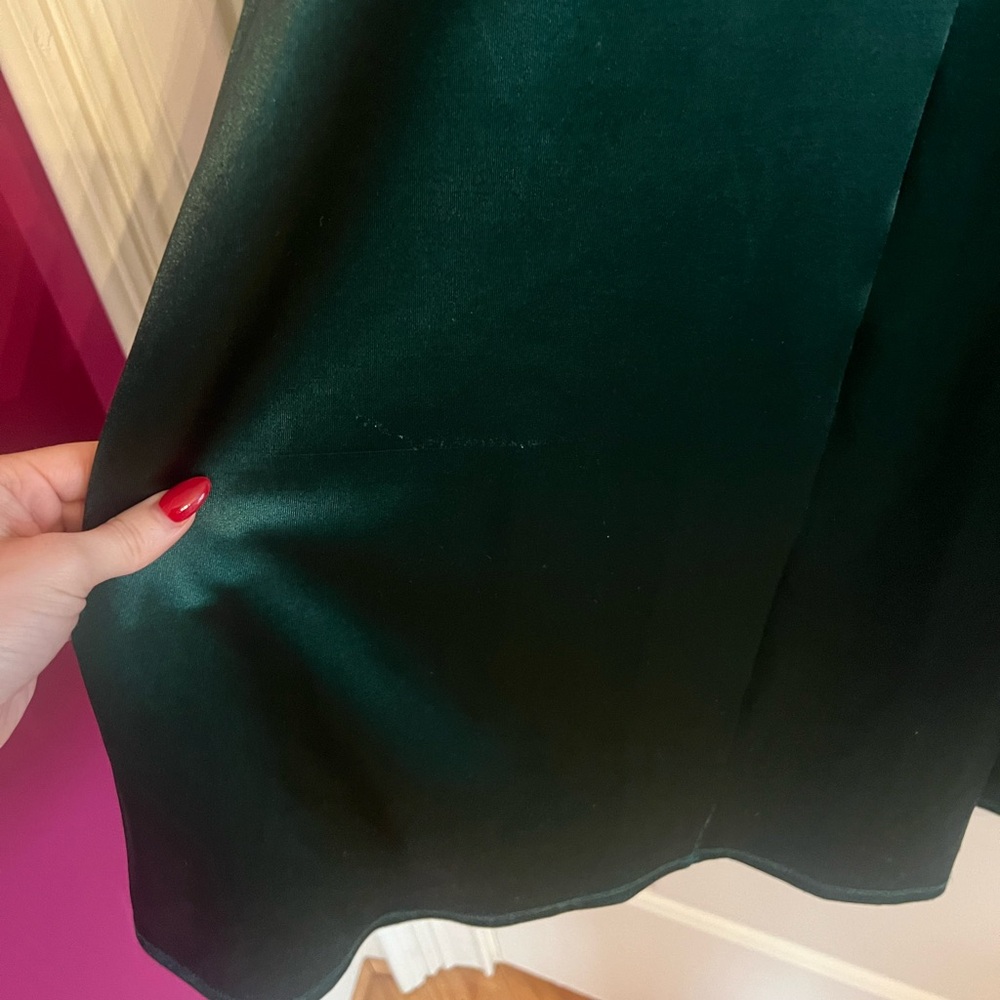 Honey & Rosie Green Evening Gown | Ruching, V Neck, Side Slit & Spaghetti Straps - Picture 11 of 11
